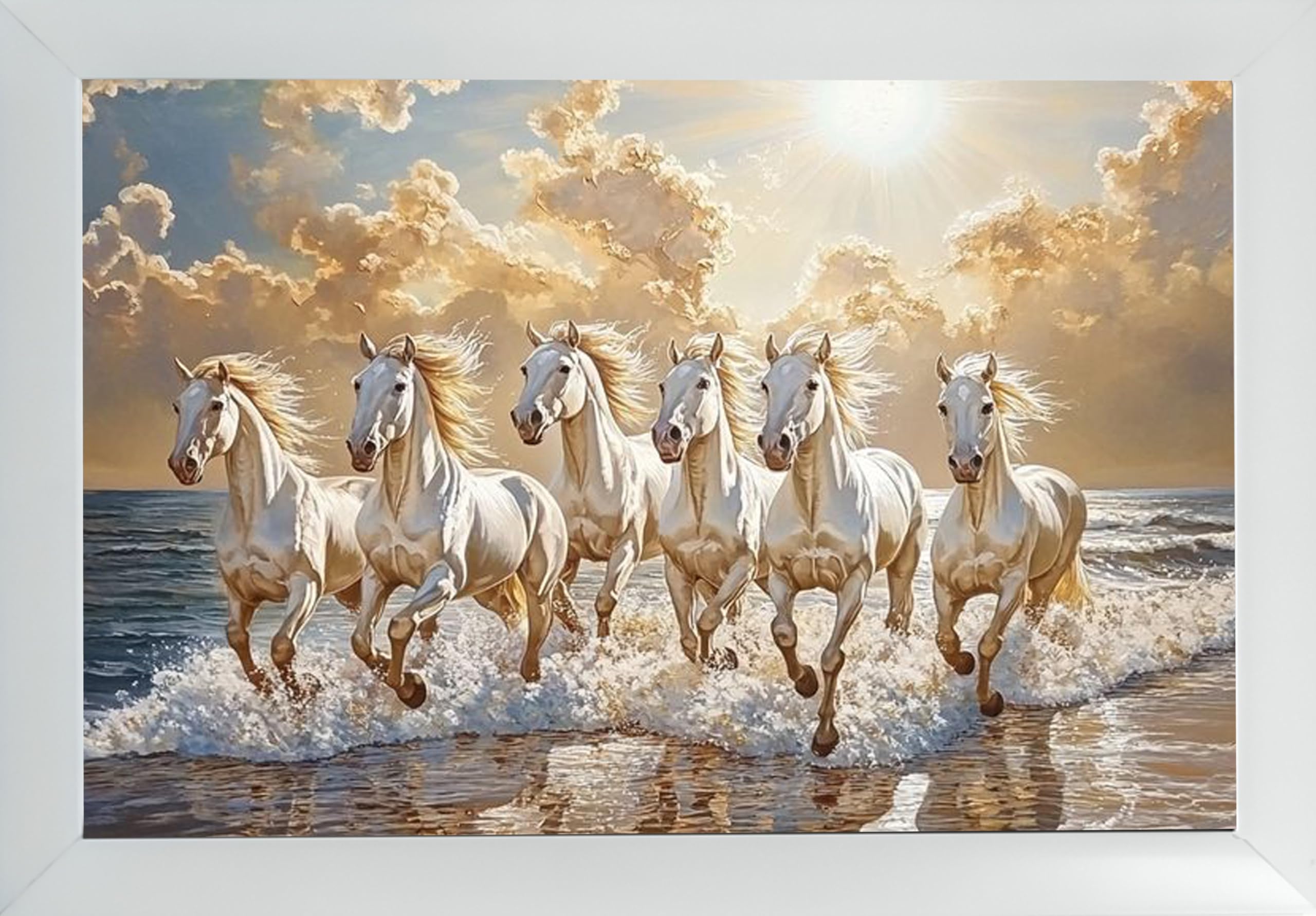 Nish Art Frames | A4 Size White Horse Photo Frame | Elegant Black